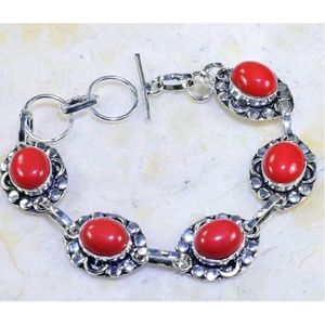 Red Coral Handcrafted 925SS Bracelet